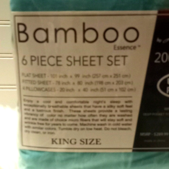 Bamboo Essence King Size Apple Green- 6 Piece Sheet Set - Picture 6 of 10